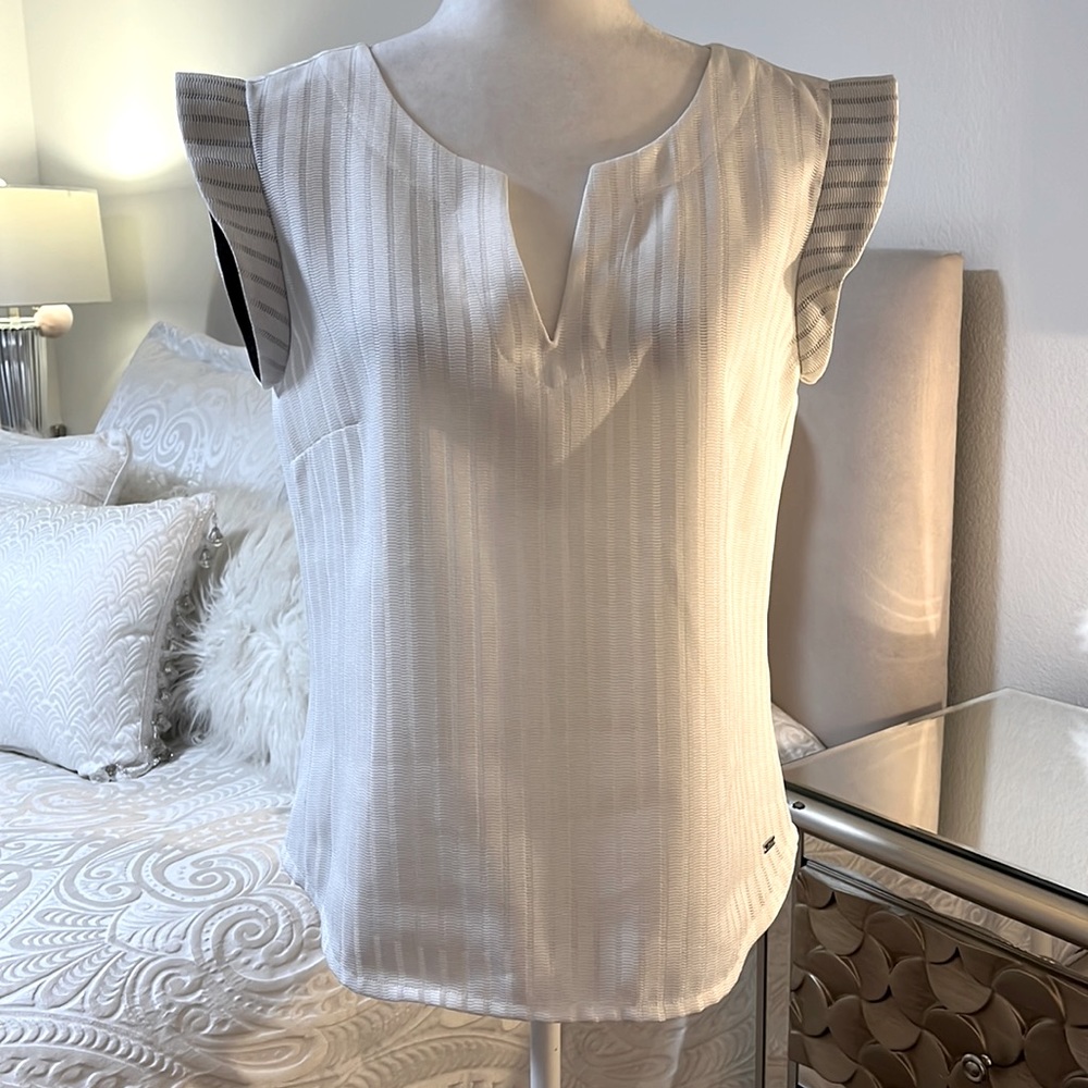 Armani Exchange white cap sleeve top. Size Medium